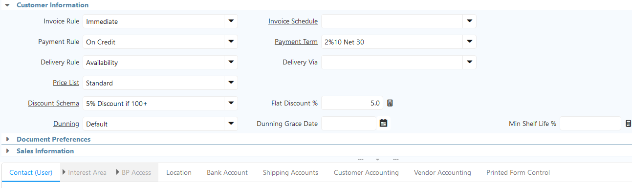 Business Partner WindowPartCustomer