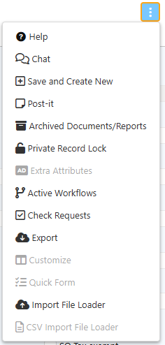 More options for functions in data entry windows