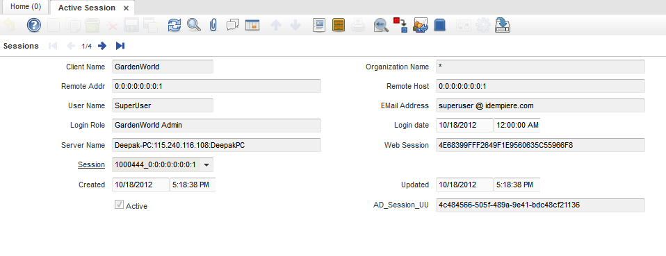 Active session List