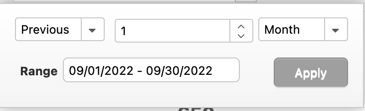 Date range previous