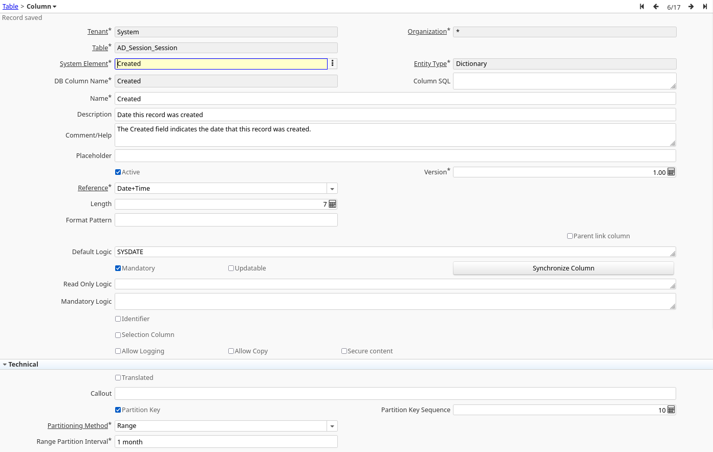 Table Partitioning AD Session Range