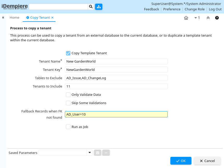 Copy Tenant   Process (iDempiere 1.0.0)