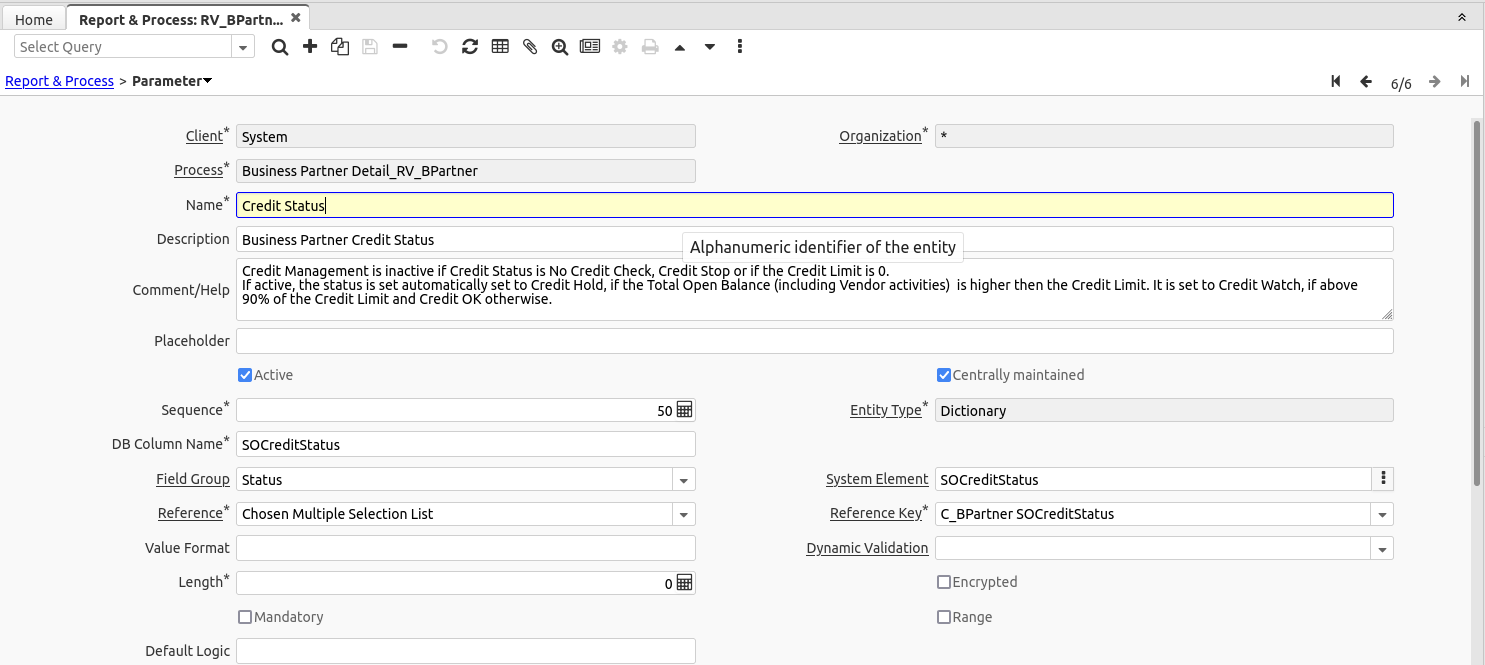 1994 Process Parameter