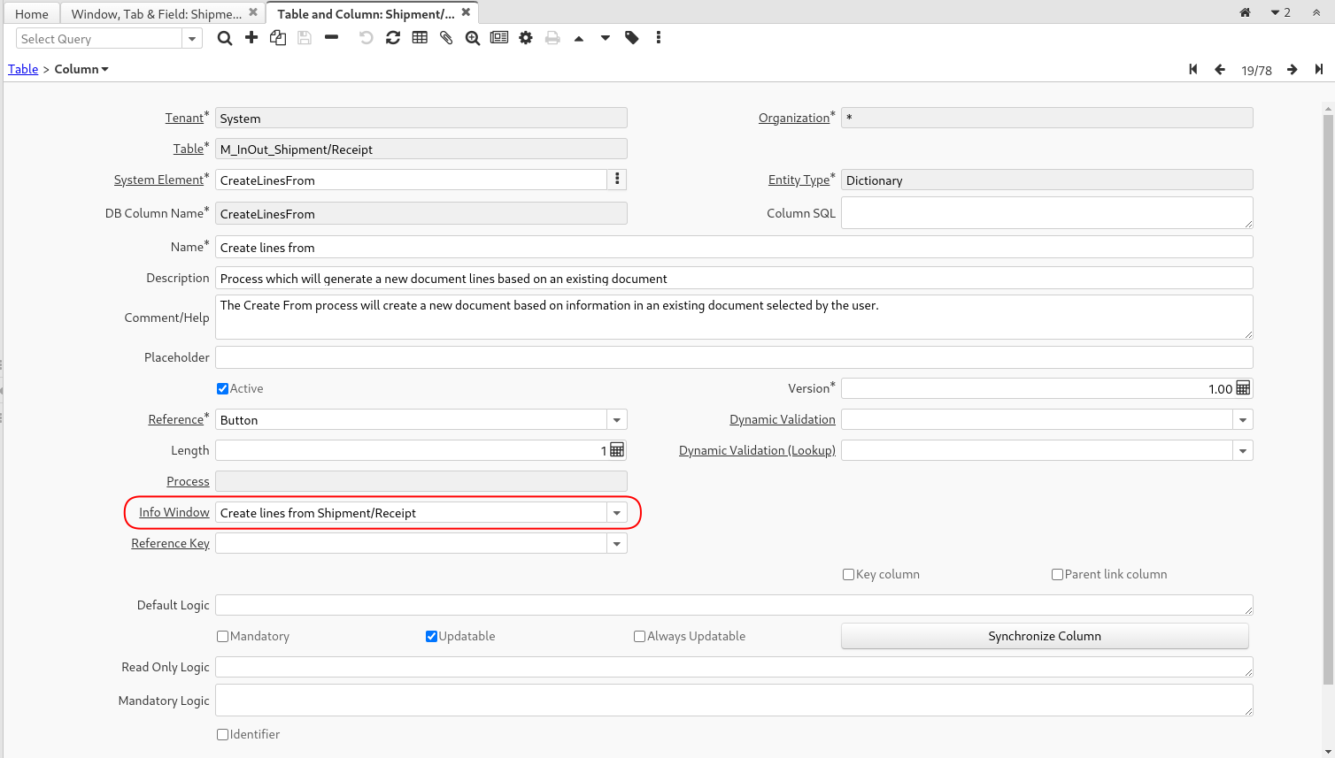 5396 Column Button InfoWindow