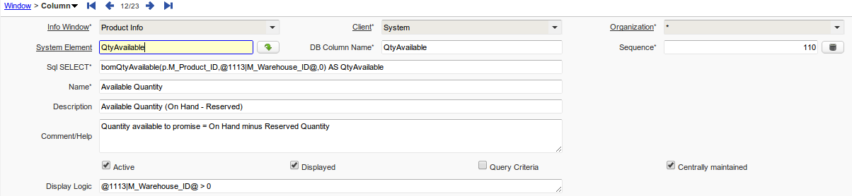 NF001 InfoWindowColumnDisplayLogic