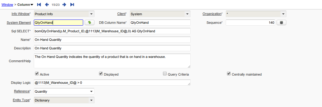 NF001 InfoWindowSQLSelectVariable