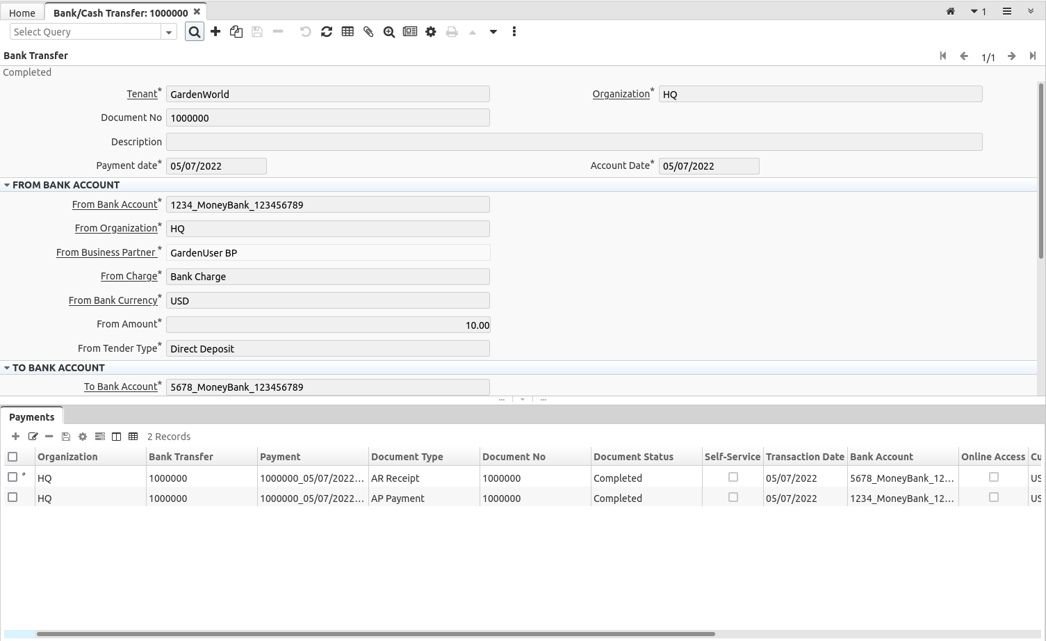 5088 BankCashTransferPayments