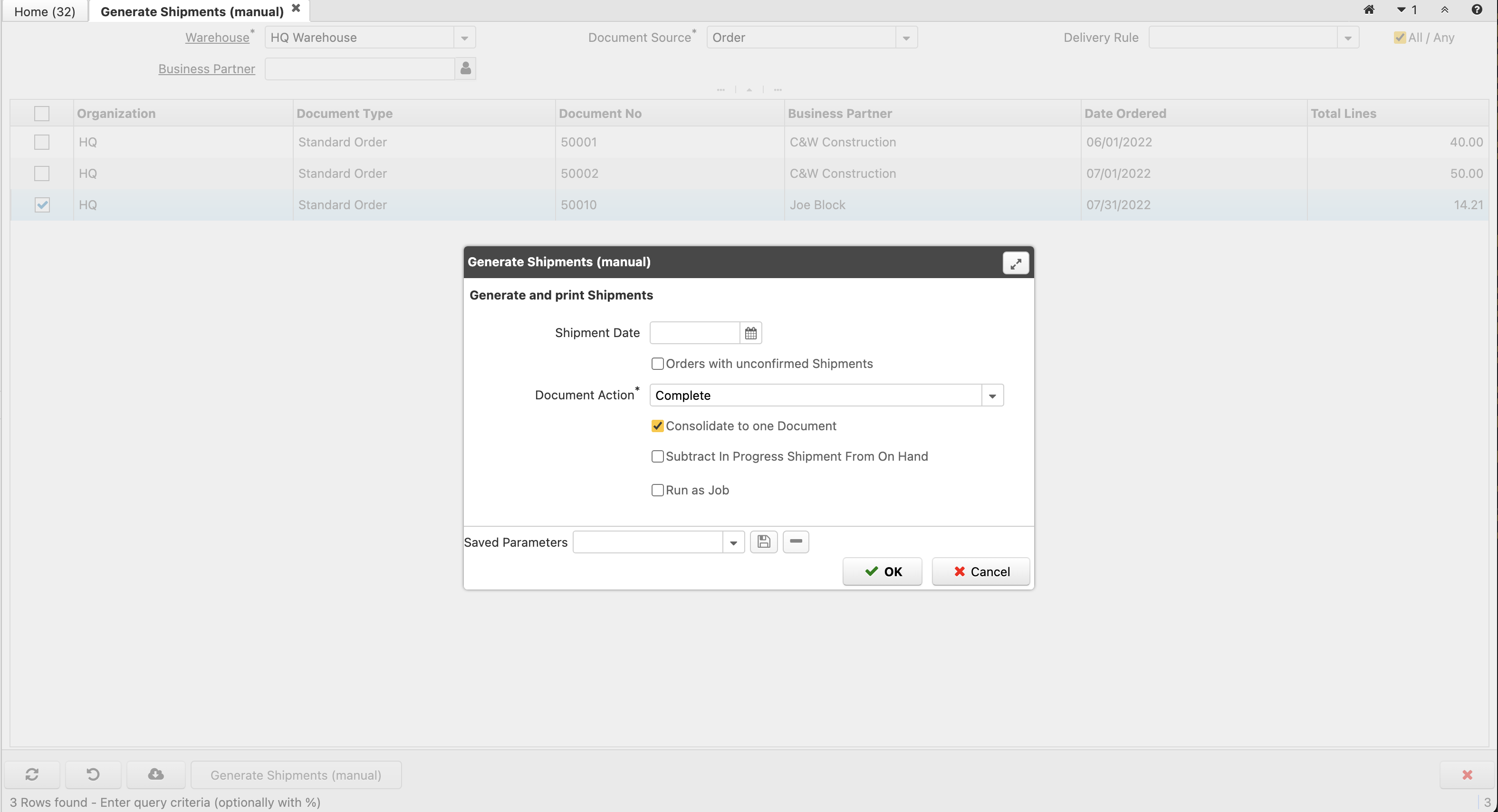 Generate shipment info