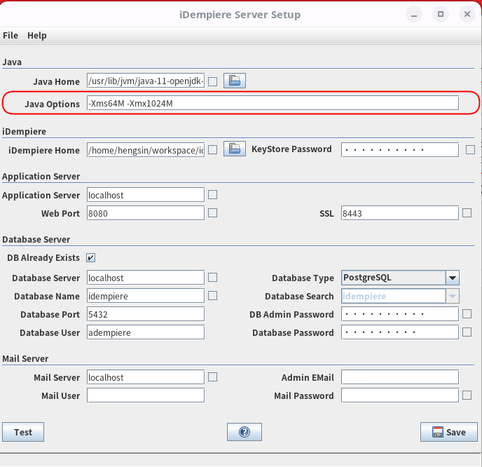 Add Java Options Field to Setup