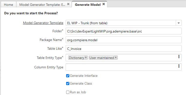 GenerateModelTemplates ProcessPanel