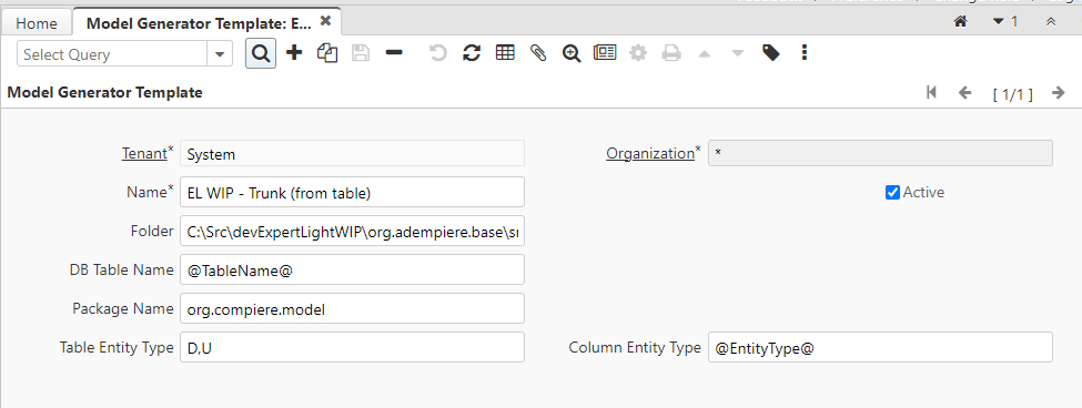 GenerateModelTemplates Window