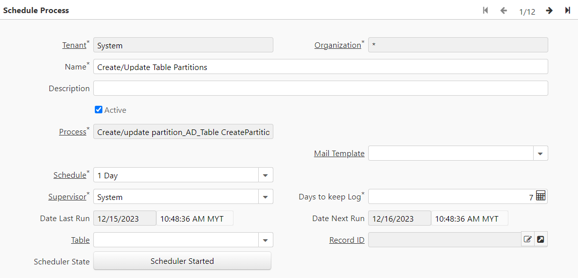 Table Partitioning Scheduler