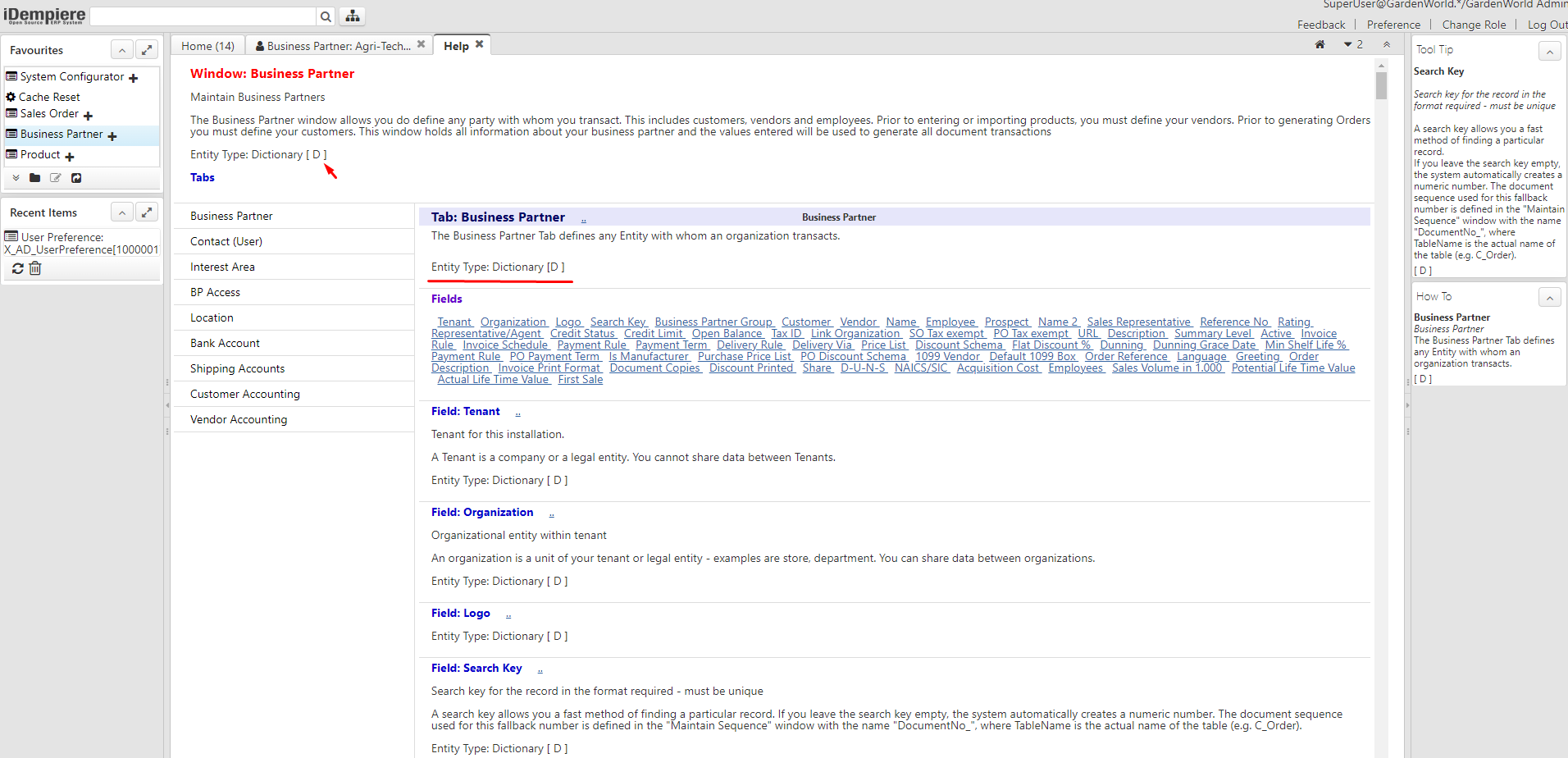 EntityType HelpWindow