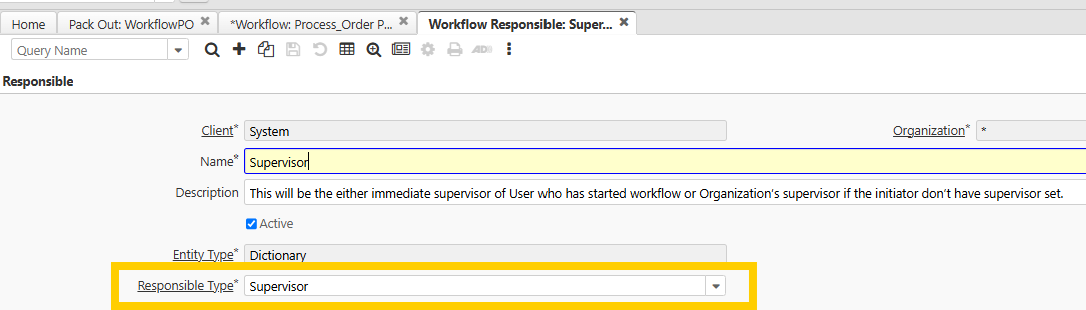 WF Responsible Supervisor