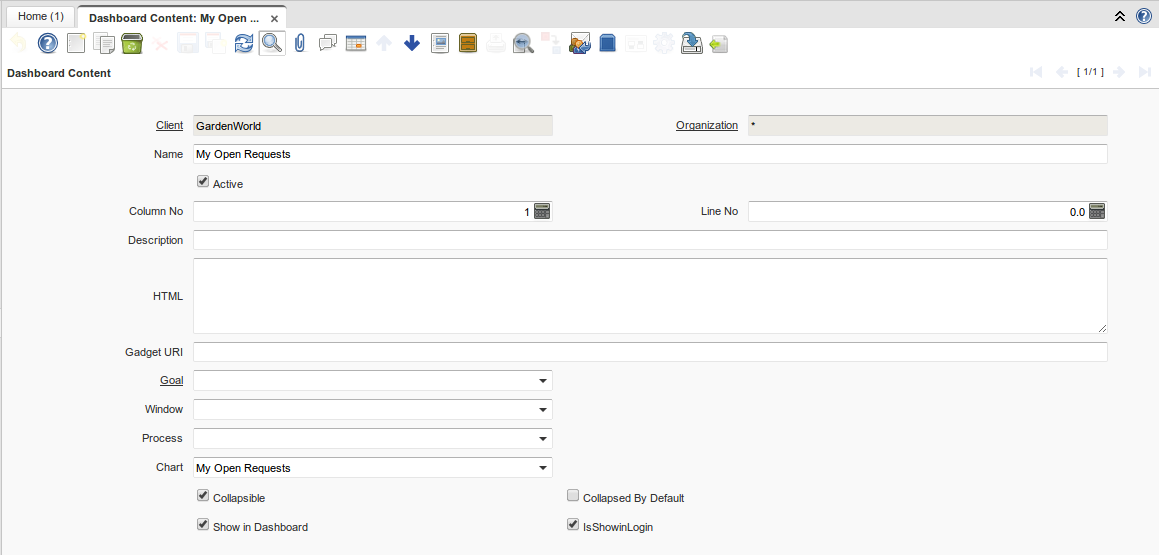 Dashboard Chart Configuration