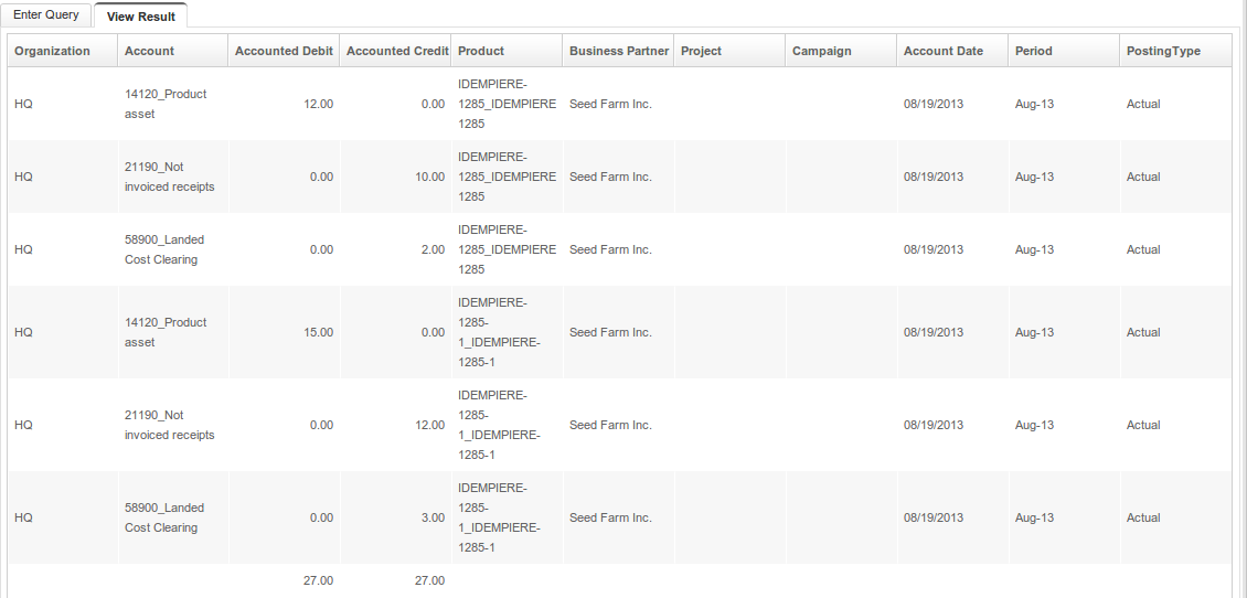 EstimatedLandedCost Material Receipt Posting