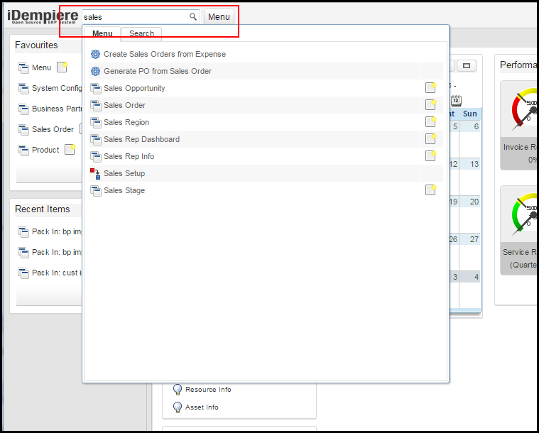 Basic iDempiere Search