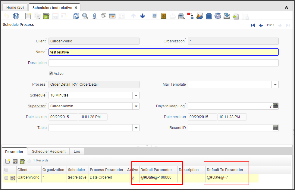 iDempiere report scheduler with relative parameters