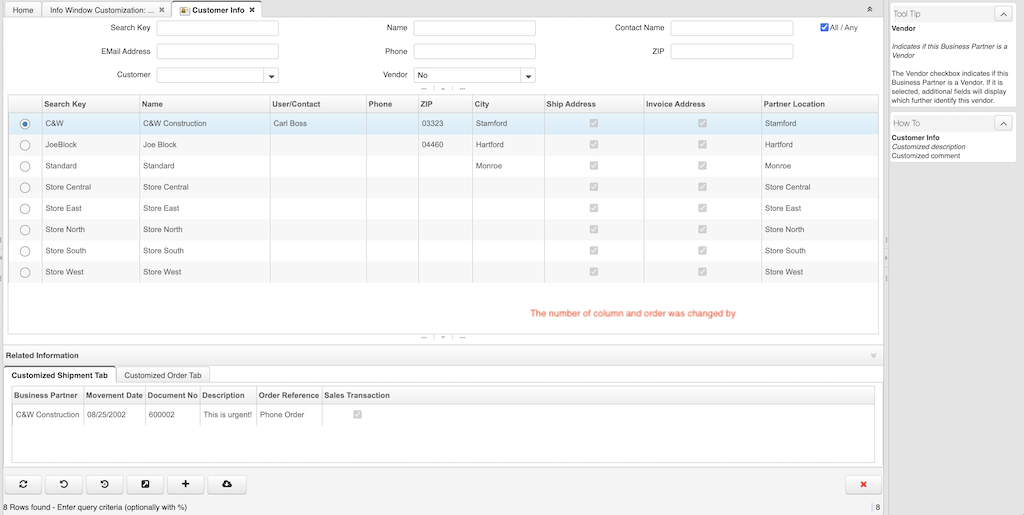 InfoWinfowBPartner Columns Changed