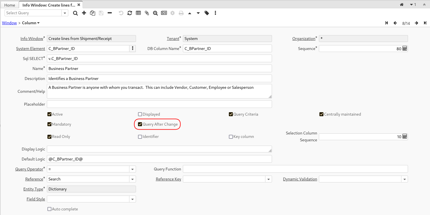 5396 InfoColumn QueryAfterChange