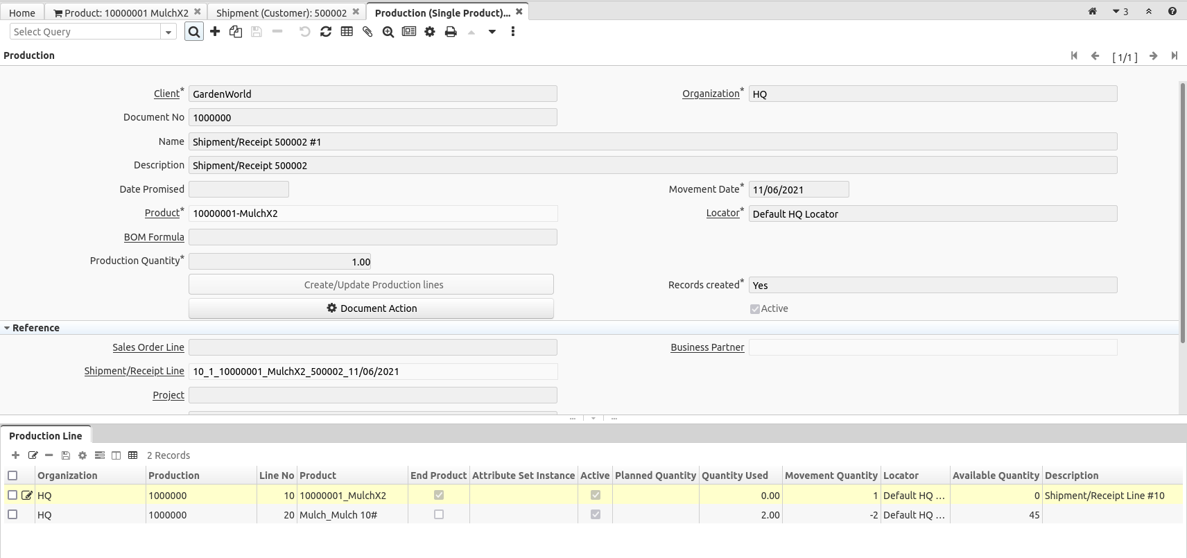 Production Shipment Line 5031